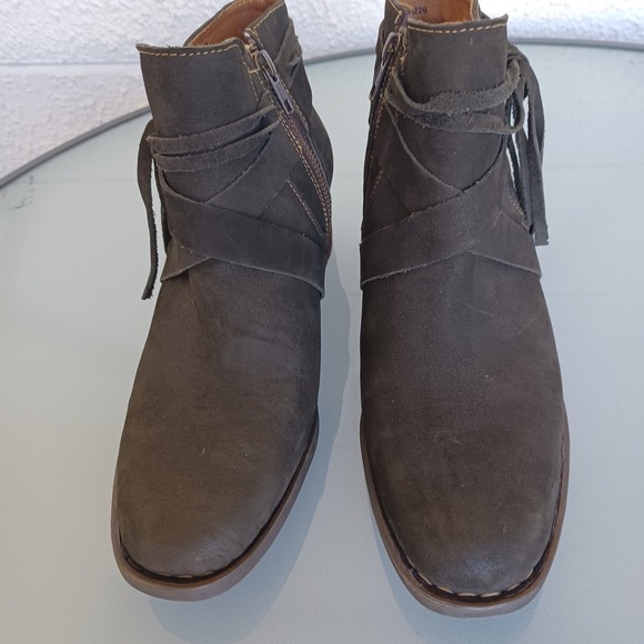 Born Olive Suede Wrap Tie Ankle Boots - Picture 4 of 11